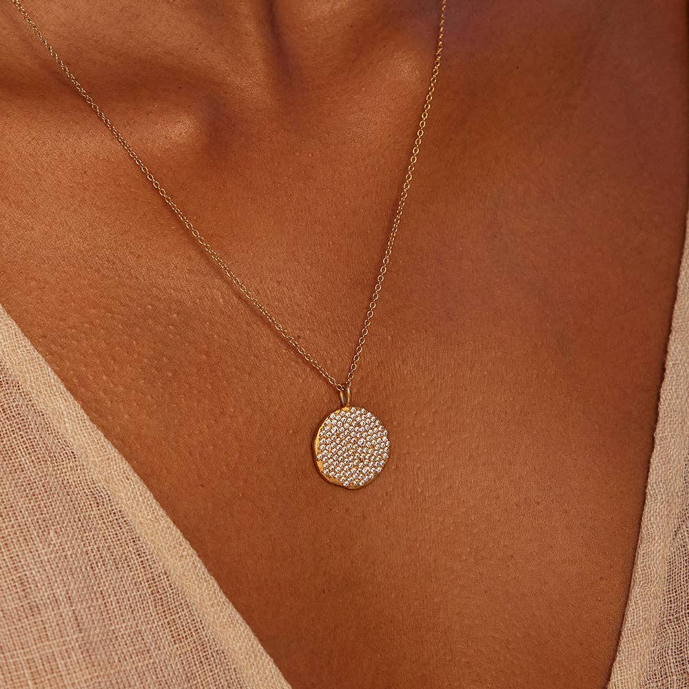 Luna Pavé Necklace Gold by Agapee Paris