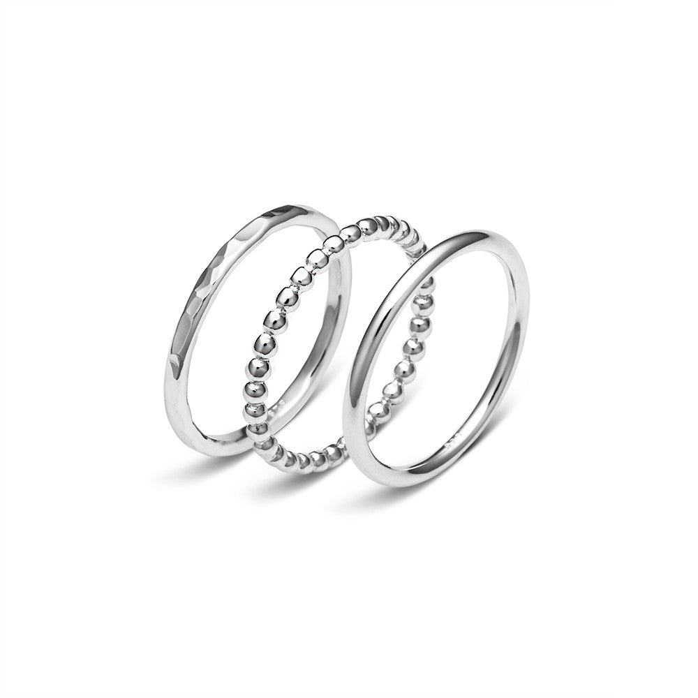 Delroy stacker ring set x 3 silver