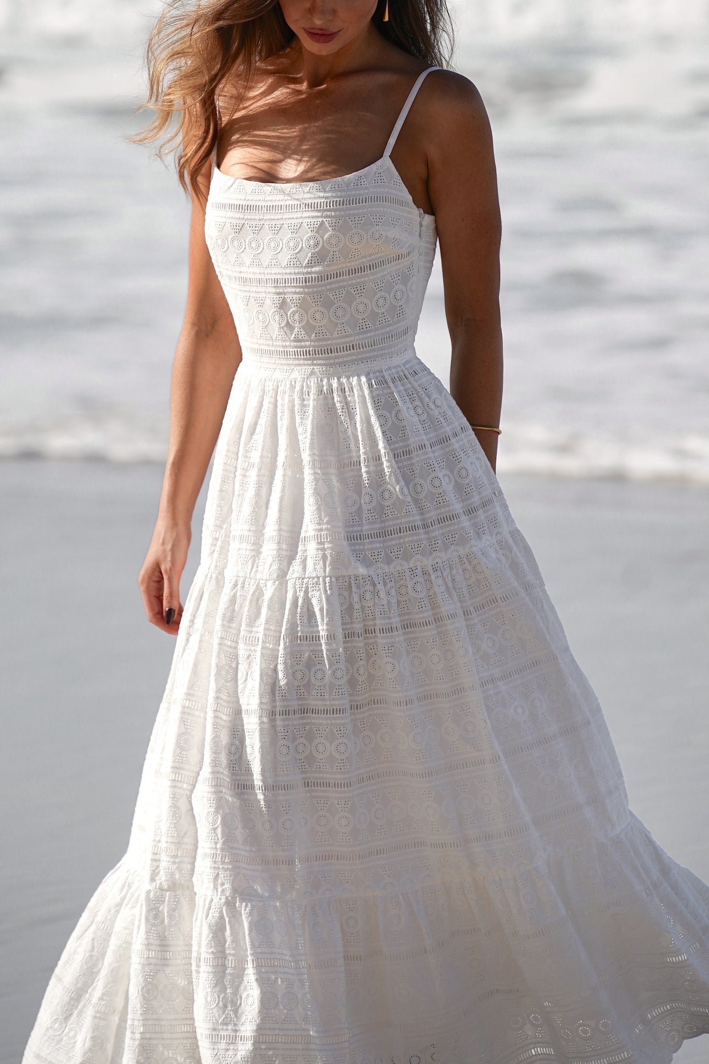Isola Tiered Embroided Cotton Dress