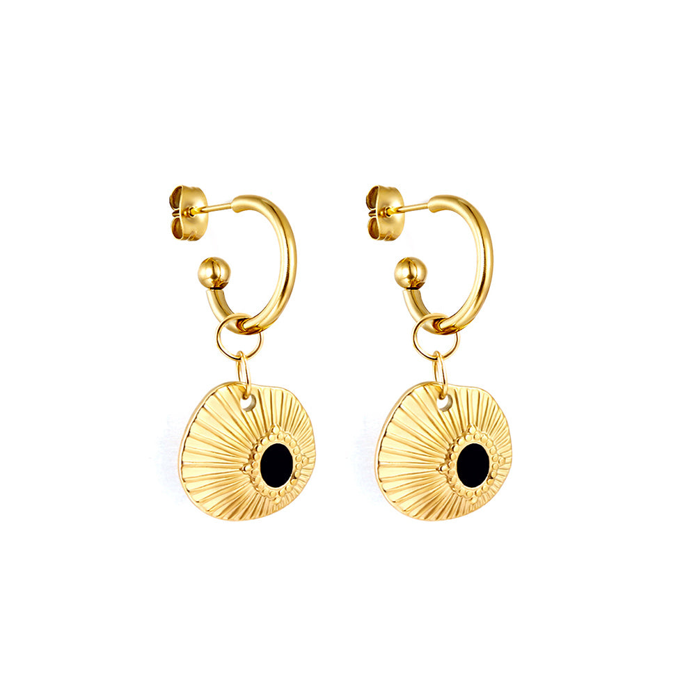 Sabine Evil Eye Charm Earrings Gold