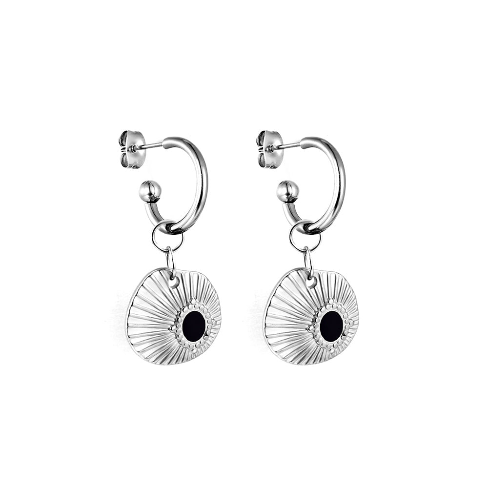 Sabine Evil Eye Charm Earrings Silver