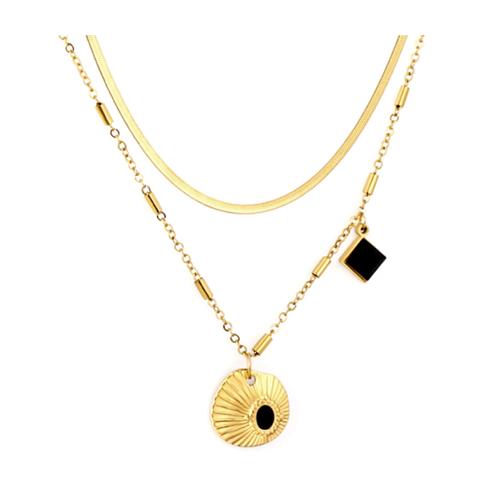 Sabine Evil Eye Double Layer Necklace Gold