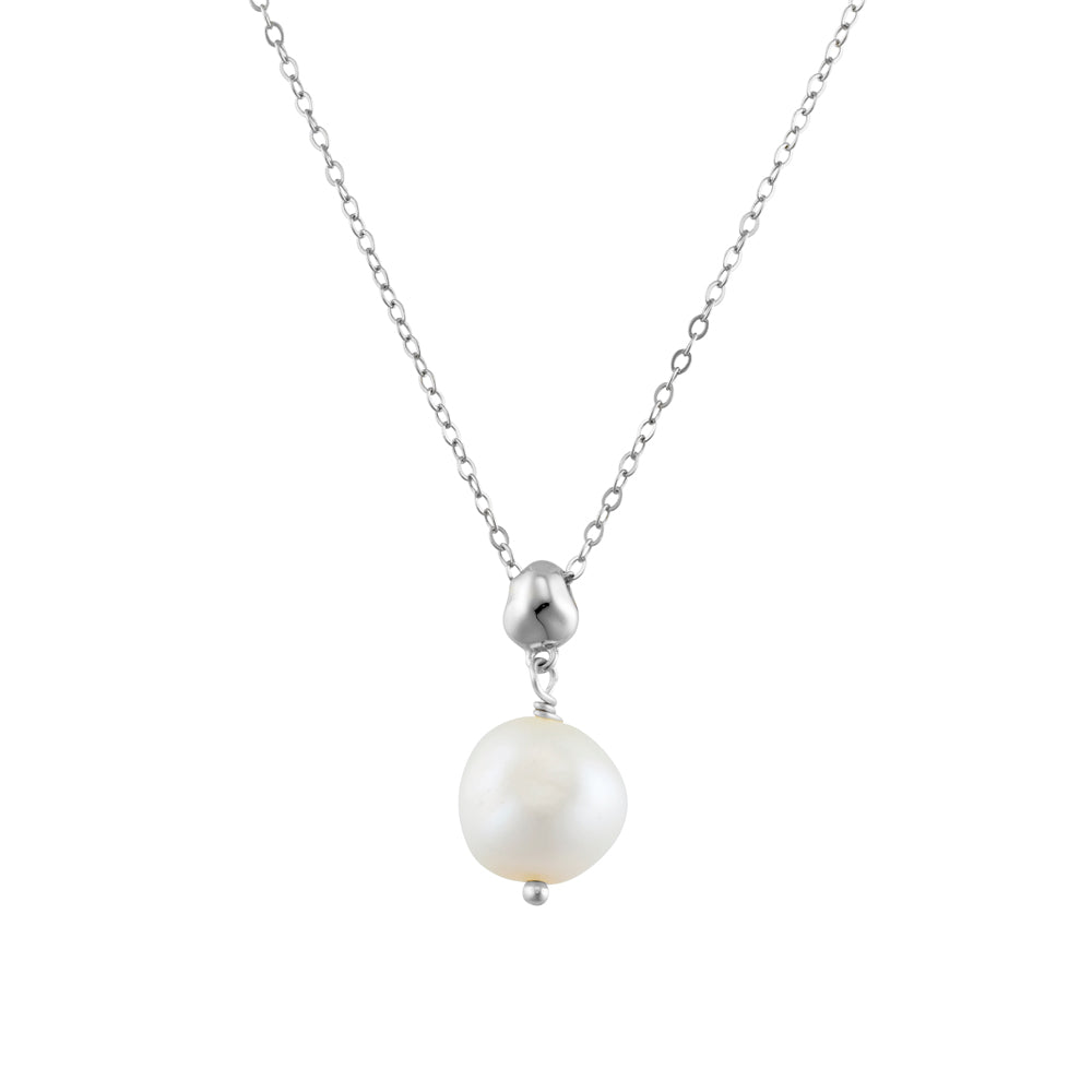 Pierra Pearl Pendant Necklace Silver