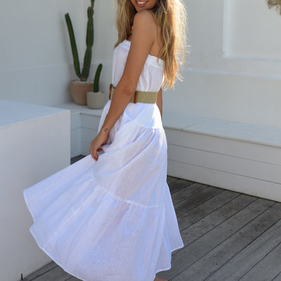 Ischia Tiered Linen Skirt